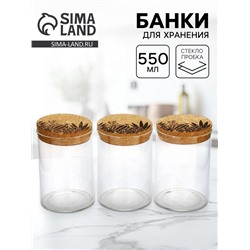 Набор банок для хранения Дорого внимание «Flora», 550 мл, 3 шт