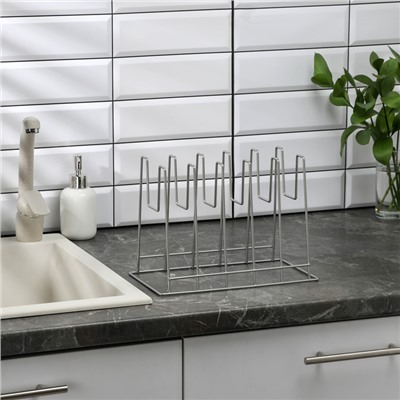 Подставка под крышки настольная, 5 предметов, 28×16×22 см, хром