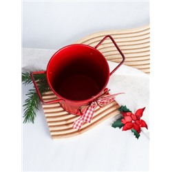 Ведерко для сервировки с эффектом старения 10х11х8,5см/ YW05 /уп 144/ Новогоднее/ Красное