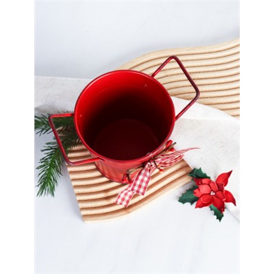 Ведерко для сервировки с эффектом старения 10х11х8,5см/ YW05 /уп 144/ Новогоднее/ Красное