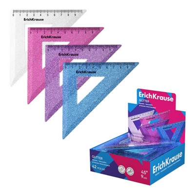 Треугольник  9 см х 45 градусов Glitter ассорти 55527 ErichKrause