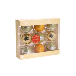 Ёлочные игрушки «Адель» диско, шары новогодние, d=6 см, набор 9 шт., зелёный/золото