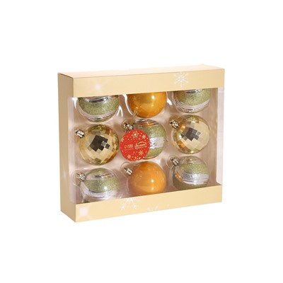 Ёлочные игрушки «Адель» диско, шары новогодние, d=6 см, набор 9 шт., зелёный/золото