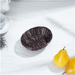 Корзинка для фруктов и хлеба Доляна «Шоко», 18×15×5 см, пластик, плетёная, коричневая