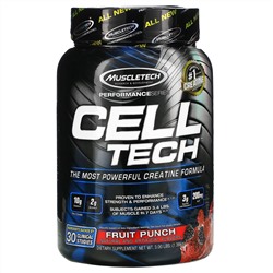 Muscletech, Performance Series, CELL-TECH, самая мощная формула с креатином, со вкусом фруктового пунша, 1,36 кг (3,00 фунта)