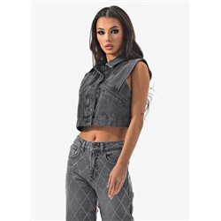 Женская жилетка джинсовая укороченная CRACPOT