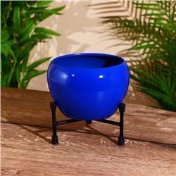 УЦЕНКА Кашпо «Котл», вазон 15×15×8 см, подставка12.5×12.5×8 см, металл