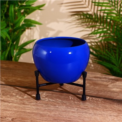 УЦЕНКА Кашпо «Котл», вазон 15×15×8 см, подставка12.5×12.5×8 см, металл