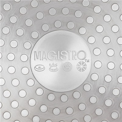 Сковорода Magistro Flame, d=22 см, h=4.5 см, ручка soft-touch, антипригарное покрытие, индукция, кованый алюминий, чёрная