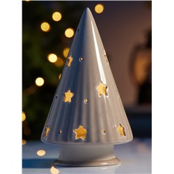 Светодиодная фигура «Ёлочка бежевая», 16.7×9.7×9.7 см, 1 LED, керамика, от батареек LR44×3, тёплый белый свет