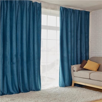 Штора портьерная «Этель», 230×270 см, валенсия лазурный