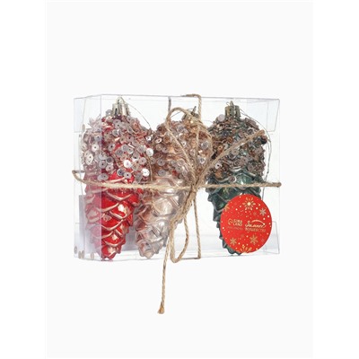 Ёлочные игрушки 3 шт. «Шишка Коул» 12×4 см, микс