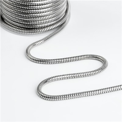 Цепочка для сумки, железная, d=3 мм, 10±0.5 м, цвет серебряный