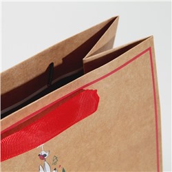 Пакет подарочный новогодний крафтовый квадратный «Друзья», 22 х 22 х 11 см