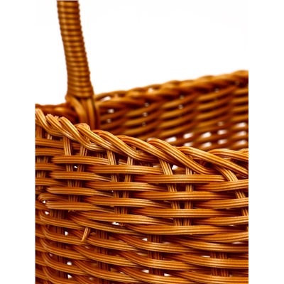 Корзина плетёная для хранения, 32×25×21 см, ручка h=17 см, пластиковая, коричневая