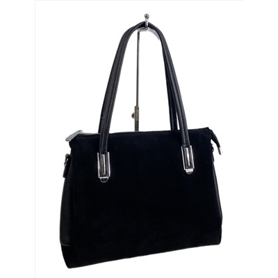 Женская сумка из искусственной кожи и замши, цвет черный