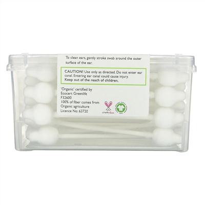 Sky Organics, Baby Organic Cotton Swabs, 60 Count