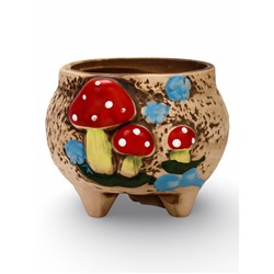 Декоративный горшок для цветов «Грибы», 7×7×7 см, керамический, Greengo