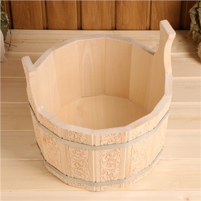 Шайка - таз для бани и сауны «Узоры», 10 л, деревянная