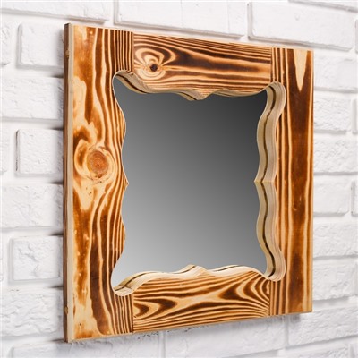 Зеркало резное «Бабочка», сосна, обожжённое, 40×40 см, ромб