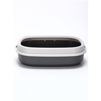 Лоток для кошек Фур-Мур 48×35.5 см с бортом + совок, Soft-touch. смоки