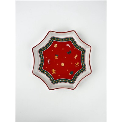 Блюдо новогоднее «Пряничные человечки», 21×21×3 см, ручная работа