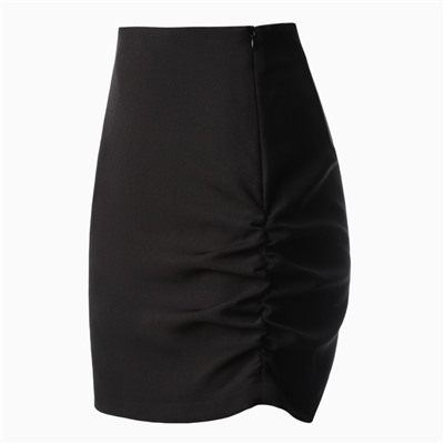 Юбка мини со сборкой женская MINAKU: Casual Collection, чёрная, размер 48