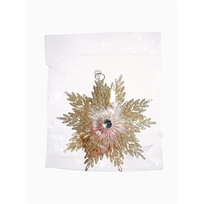 Ёлочная игрушка «Зимнее волшебство. Снежинка - звёздная сияние», 13×13.5 см, золото