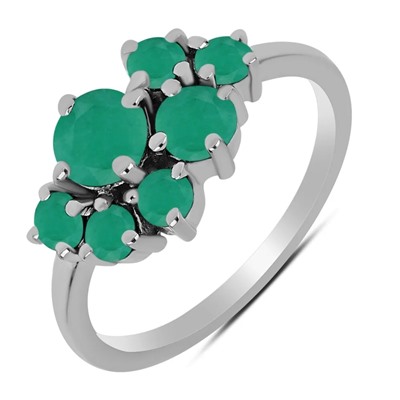 Кольцо из серебра изумруд берилл, Биргит