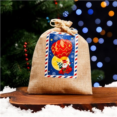Мешок подарочный новогодний с термонаклейкой «Дед Мороз», 13×18 см