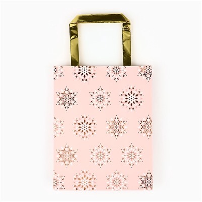 Пакет подарочный новогодний ламинированный «Танец снежинок», MS 23×18×10 см