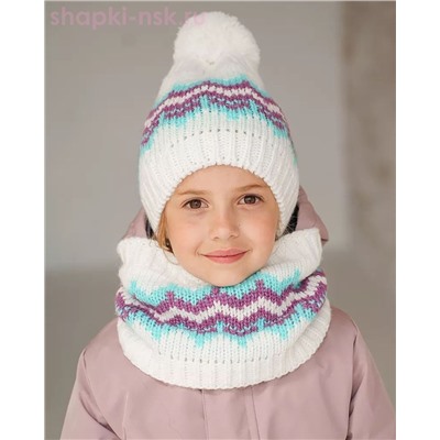 PQ 24 PD 24 Комплект для девочки флис (колпак+снуд) (52-54)