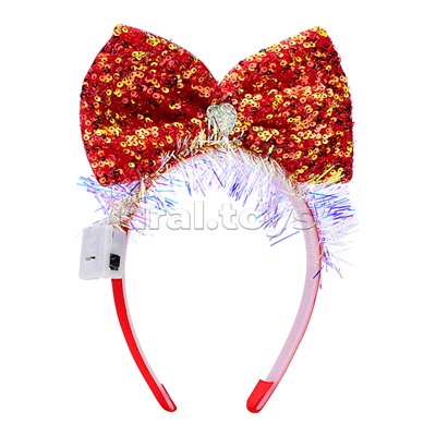 Ободок карнавальный "Бант" светящийся, в пакете