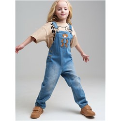 Полукомбинезон текстильный джинсовый для девочек