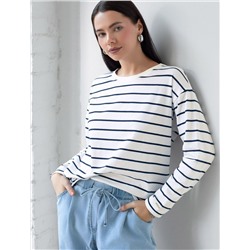 Лонгслив в полоску из премиального хлопка с эластаном