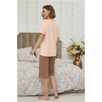 Комплект женский футболка, брюки укороченные (бриджи) Mia Cara AW21WJ343 Morning Coffee