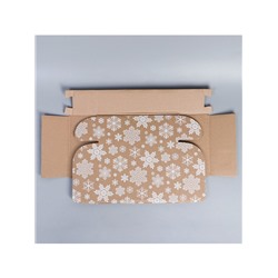 Коробка новогодняя складная «Снежинки», бурый, 27×21×9 см, Новый год