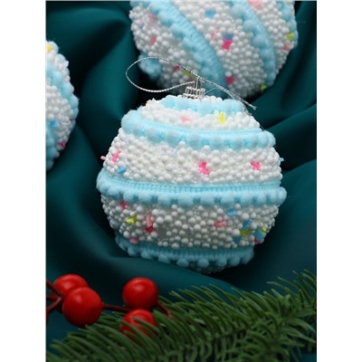 Ёлочные игрушки «Маттео», шары новогодние, d=8 см, 3 шт., голубой