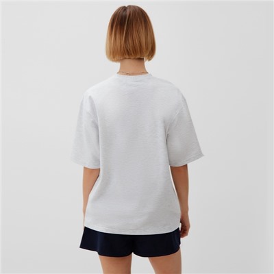 Футболка оверсайз с нашивкой женская MINAKU: One Most Brand, серая меланж, размер 44