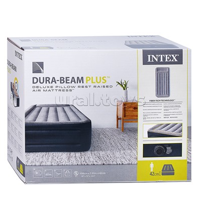 Надувная кровать Deluxe Pillow Rest Raised Bed (99х191х42см,) встроенный насос 220v