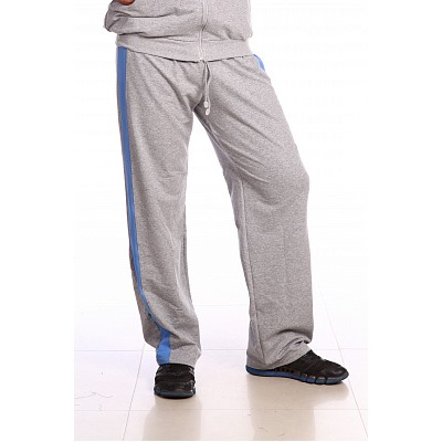 Брюки трубы Широкий лампас серый меланж