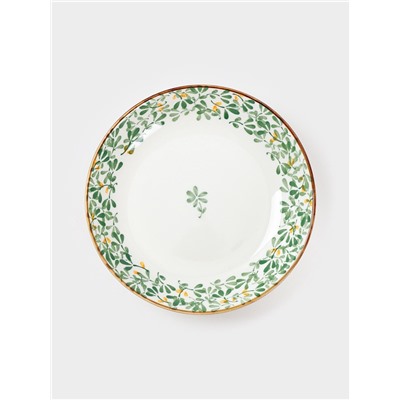 Тарелка «Гармония лепестков», d=18.5 см, фарфор, белая, зелёная
