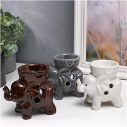 Аромалампа для эфирных масел «Слоненок», керамика, глянец, 9×9.5×6 см, МИКС