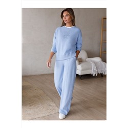 Брюки прямые из премиального футера двухнитки с эластаном VILATTE, 1228029