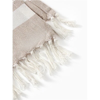 Плед с кисточками «Этель» Beige stripe, 130×160 см, бежевый