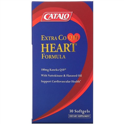Catalo Naturals, Extra CoQ10 Heart Formula with Nattokinase & Flaxseed Oil, 30 Softgels