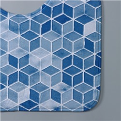 Коврики для ванной и туалета Доляна «Бурлеск», 2 шт., 50×80, 40×50 см, синие