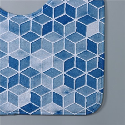 Коврики для ванной и туалета Доляна «Бурлеск», 2 шт., 50×80, 40×50 см, синие