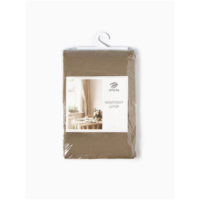 Шторы для кухни Этель ECO, оливковые, 130 ±6×180 см - 2 шт., подхваты - 2 шт., 70% хлопок, 30% лён