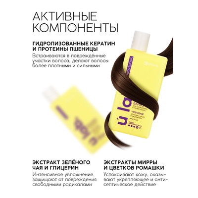 Профессиональный укрепляющий бальзам для ломких волос с комплексом масел и экстрактов, 250 мл ULAB